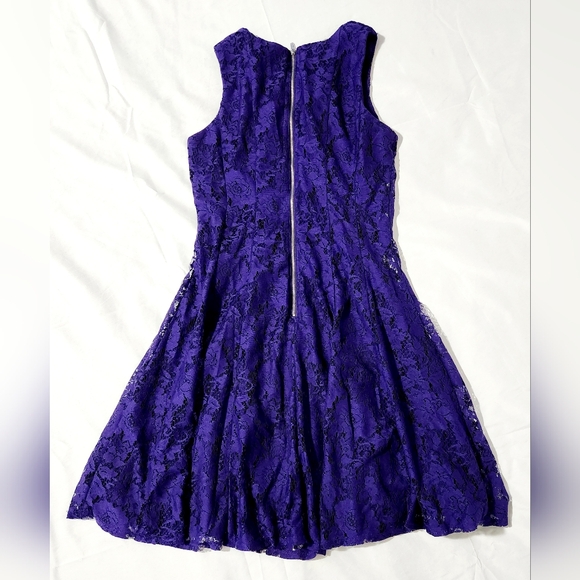 danny and nicoles Fit & Flare Dress Sleeveless Lace Overlay Blue Size 6 - Picture 8 of 9
